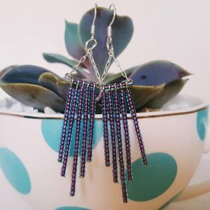 Purple Chandelier Silver Hook Earrings